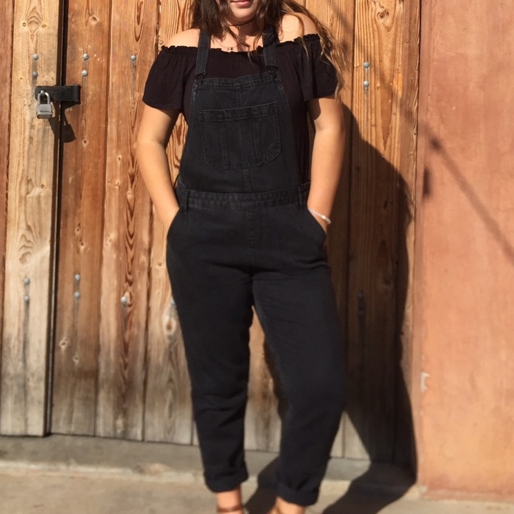 Black denim/jean overalls